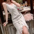 Spaghetti-strap Asymmetric Lace Dress