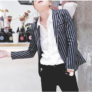 Striped Buttoned Blazer