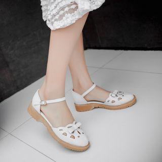 Cutout Faux Leather Flats