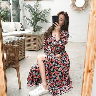 Maxi Surplice-wrap Floral Dress