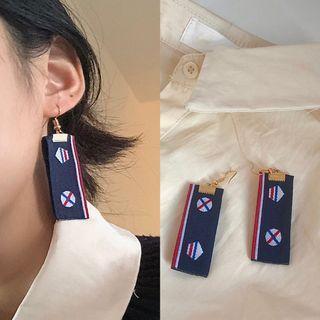 Printed Drop Earring 0877a - 1 Pair - Normal Hook Earring - Dark Blue - One Size