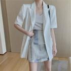 Set: Camisole Top + A-line Skirt + Short-sleeve Blazer