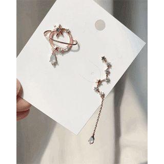 Rhinestone Star Asymmetric Dangle Earrings