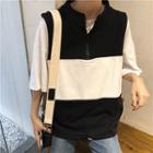 Color Block Half-zip Vest