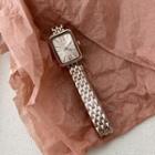 Roman Numeral Rectangle Alloy Bracelet Watch Ja215 - Rose Gold - One Size