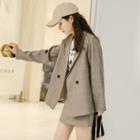 Plaid Blazer / Mini Skirt / Dress Pants / Set