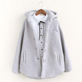 Plain Hooded Woolen Coat