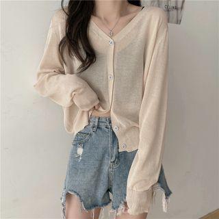V-neck Plain Oversize Cardigan