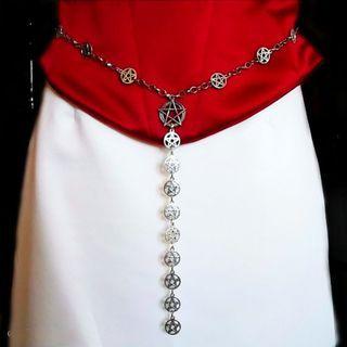 Pentagram Chain Belt 1 Pc - Silver - One Size