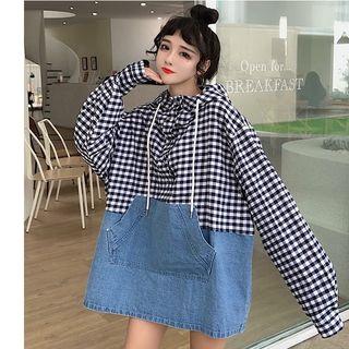 Checked Panel Hoodie