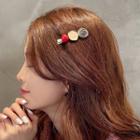 Rhinestone Glaze Hair Clip Red & Black & Almond - One Size