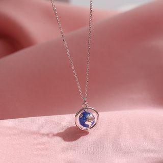 Earth Pendant Sterling Silver Necklace Silver - One Size