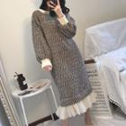 Mock Two Piece Midi Pullover Dress Khaki - One Size