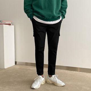 Drawstring-waist Colored Cargo Pants