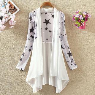 Star Print Open-front Light Jacket