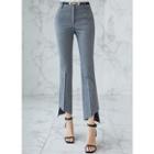 Diagonal-hem Boot-cut Dress Pants