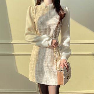 2-in-1 Tweed Blouse & Miniskirt Set