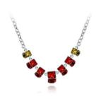 Elegant Noble Geometric Red Square Necklace Silver - One Size
