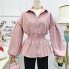 Elastic-waist Bubble-sleeved Shirt