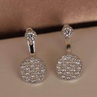 925 Sterling Silver Rhinestone Through & Through Earring 1 Pair - Silver - One Size