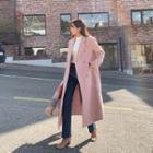 Double-breasted Long Coat Pink - One Size