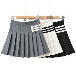Striped Accordion Pleat Skirt