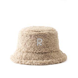 Lettering Shearling Bucket Hat