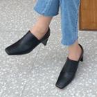 Plain Square-toe Chunky Heel Shoes