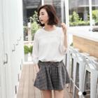 Cut-out Lace 3/4 Sleeve Top