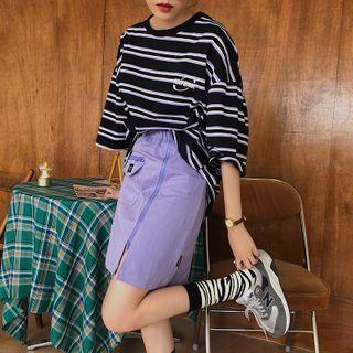 High-waist Zip Mini A-line Skirt
