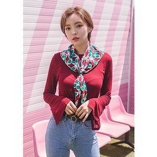 Slit-cuff Colored T-shirt