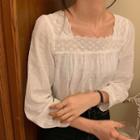 Square Neck Blouse Off-white - One Size