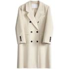 Plain Double-breasted Coat With Shoulder Bag