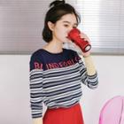 Letter Stripe Long-sleeve Knit Sweater