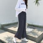 Drawstring Waist Striped Wide-leg Pants