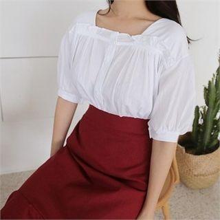Square-neck Short-sleeve Top