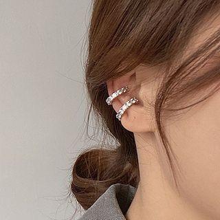 Rhinestone Cuff Earring 1 Pair - Clip On Earring - Silver - One Size