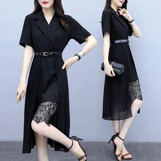 Lace Hem Short-sleeve A-line Dress