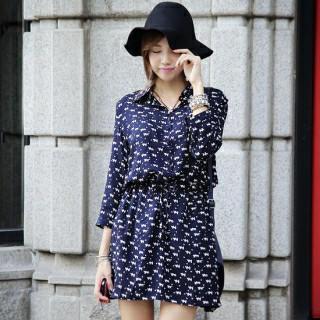 Cat-pattern Shirt Dress