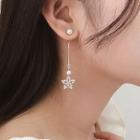 925 Sterling Silver Faux Pearl Rhinestone Snowflake Drop Earring As Shown In Figure - One Size