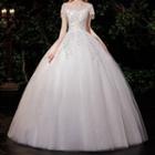 Short-sleeve Sequined Wedding Ball Gown
