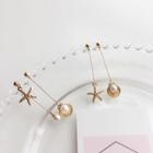 Non-matching Faux Pearl Scallop & Starfish Drop Earring