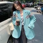 Checkered Trim Single-breasted Blazer
