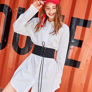 Long-sleeve Shirtdress With Belt