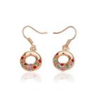 Simple Plated Rose Gold Geometric Round Earrings With Austrian Element Crystal Rose Gold - One Size