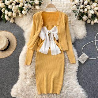 Set: Light Jacket + Strappy Knit Dress