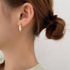 Alloy Open Hoop Earring 1 Pair - Hoopo Earring - C Type - Silver - Gold & White - One Size