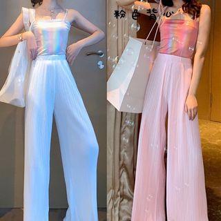 Gradient Camisole / Plain Wide-leg Shorts