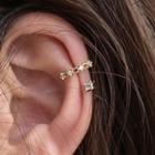 Rhinestone Alloy Cuff Earring U Shape - Silver - One Size