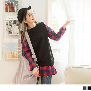 Check Panel Mock Two Piece Top